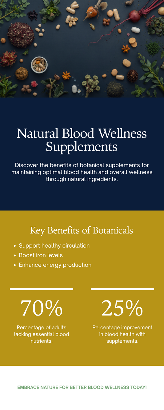 Natural antisickling supplements infographic - 7 botanical compounds for sickle cell wellness including papaya leaf, sorghum bicolor, quercetin, and omega-3s