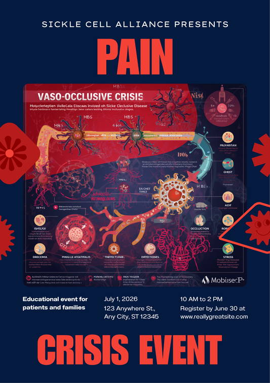 Vaso-occlusive crisis sickle cell disease molecular cascade and treatment infographic